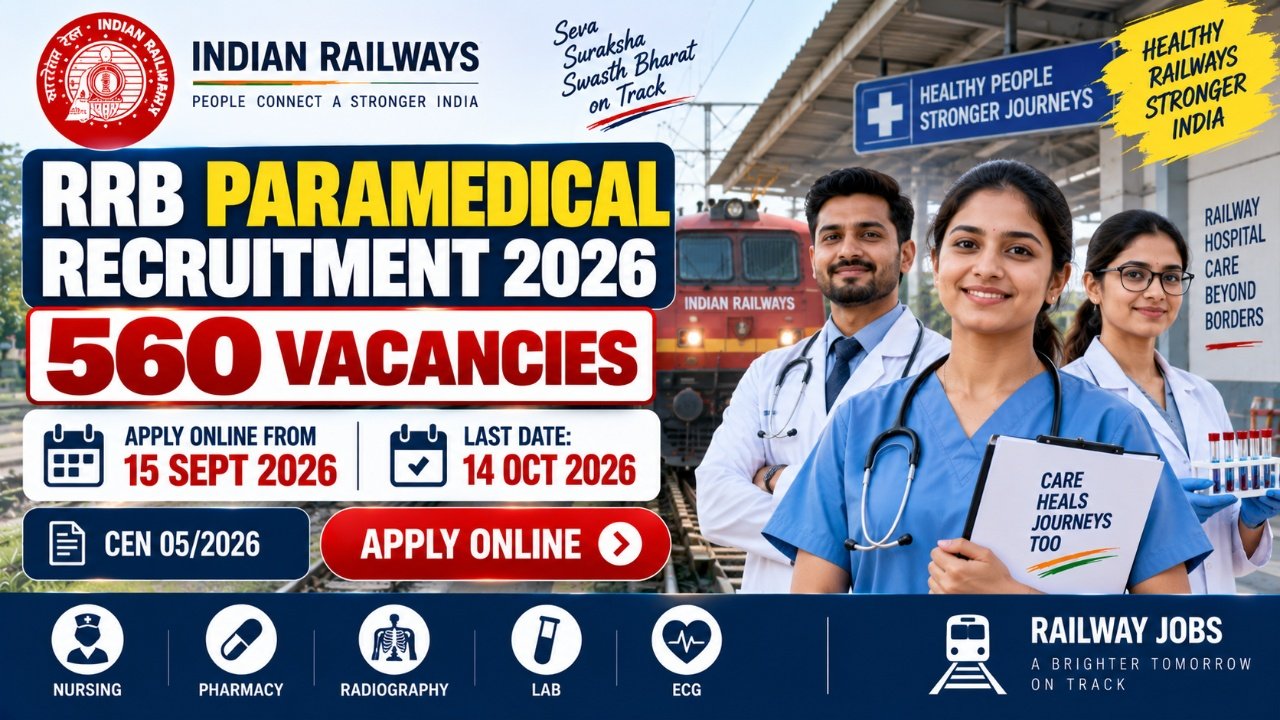 RRB Paramedical Recruitment 2026: Apply Online from September 15