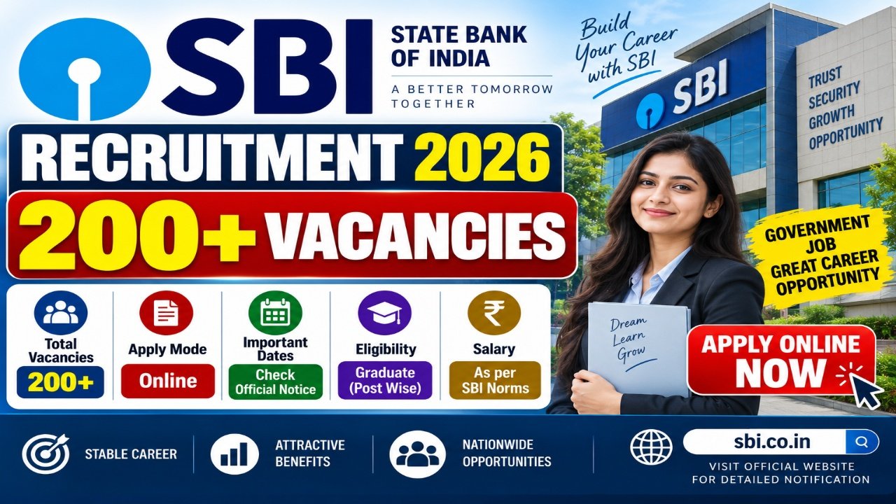SBI Recruitment 2026 : Apply for over 200 vacancies